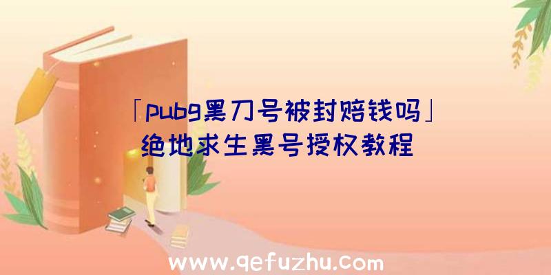 「pubg黑刀号被封赔钱吗」|绝地求生黑号授权教程